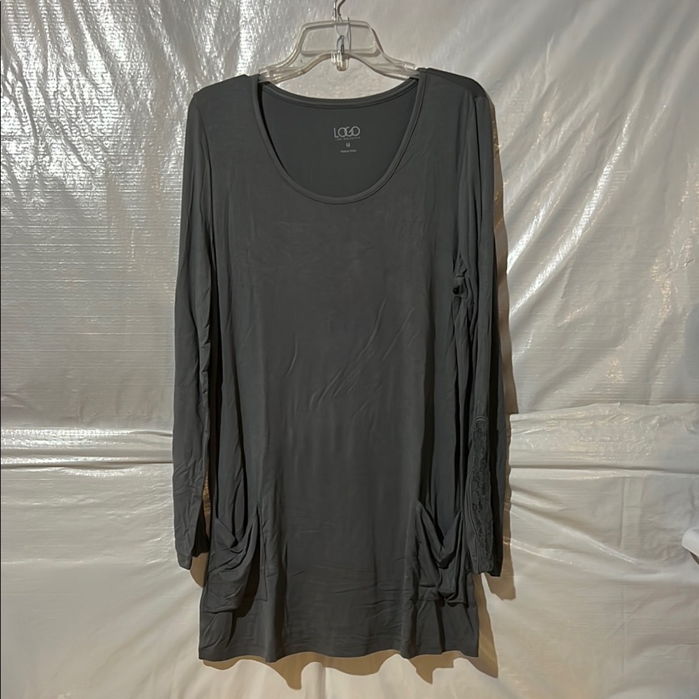 LOGO by Lori Goldstein Gray Long Sleeve Tunic